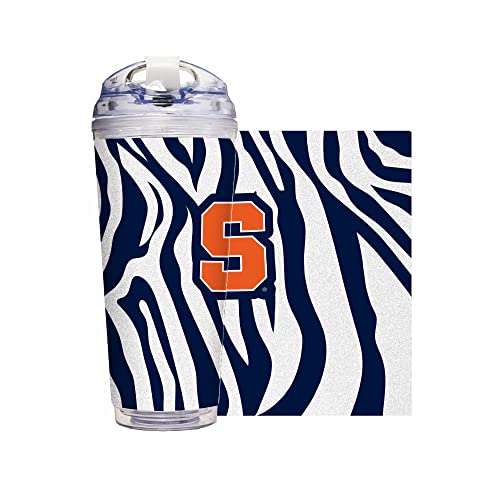 Image of Rico Industries NCAA Glitter 24oz Acrylic Glitter Tumbler with Hinged Lid, Officially Licensed Double Wall Tumbler with Straw