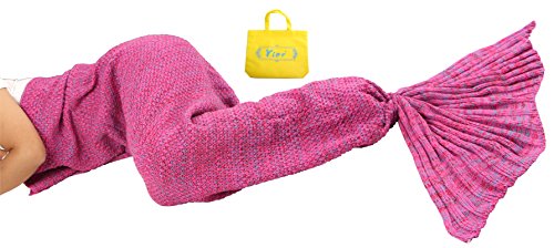 Yier® Mermaid Tail Blanket Crochet pour Ados Teens Salon Chambre Canapé Super Soft Couvertures Sacs de couchage-se leva