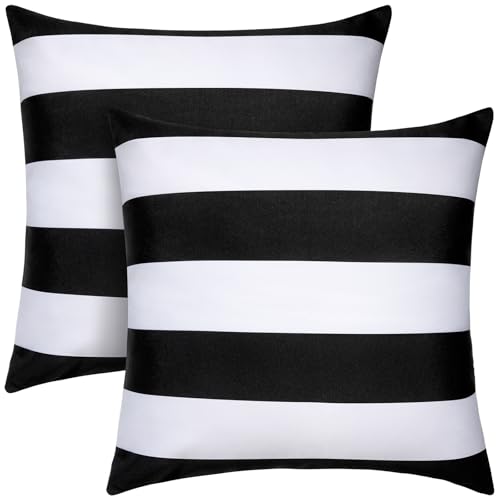 CASAJOY Set of 2 18x18 Black and White Outdoor Pillows