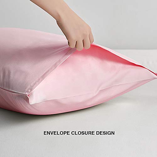 FLXXIE Microfiber Pillow Cases Queen Size Set of 2, Soft Pillowcases with Envelope Closure, Wrinkle Resistant Pillow Covers, 20x30, Pink