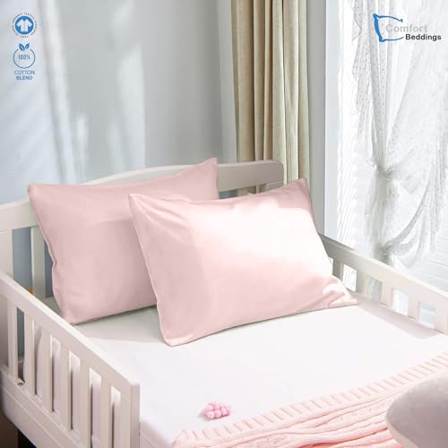 Image of Pack of 2 Toddler Pillowcases 14x20 Premium 100% Cotton Blend Blush Pink Toddler Pillow Case Zipper Closure, Soft Nursery Pillow Covers - Perfect for Kids (Size-14x20, Blush Pink)