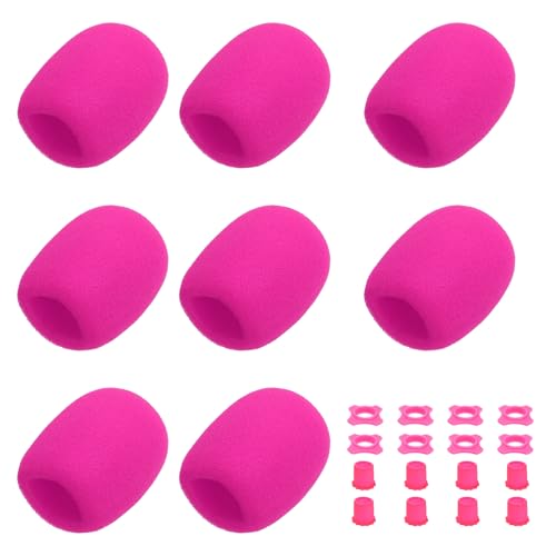 Housses de microphone en mousse avec anneau rose protection silicone lot de 8