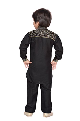 Image of AJ DEZINES Boys Cotton Ethnic Wear Pathani Suit Set For Kids (1911 Black 3), 3-4 Years