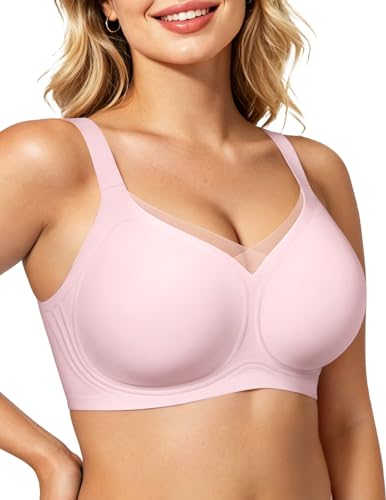 Image of Vertvie Wireless Bras Women Seamless Jelly Supportive Mesh Crossover Bra No Underwire Push Up Full Coverage T-Shirt Bralette