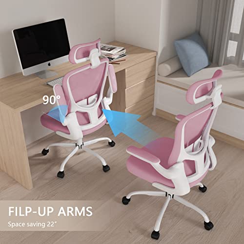 Office Chair, High Back Ergonomic Desk Chair, Breathable Mesh Desk Chair With Adjustable Lumbar Support And Headrest, Swivel Task Chair With Flip-Up Armrests, Executive Chair For Home Office #TOP5