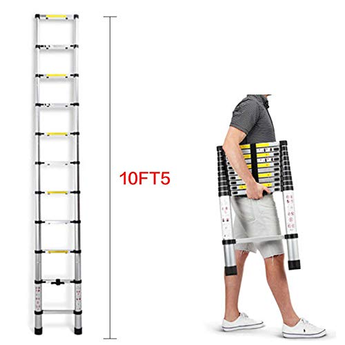 Dicn 10.5Ft Extension Ladder Extendable Folding Telescoping Aluminum Lightweight Portable 330Lbs Max Load Tall Multi Purpose En131 Climb Step Ladders Straight Non-Slip For Indoor Outdoor Home Office thumb #1
