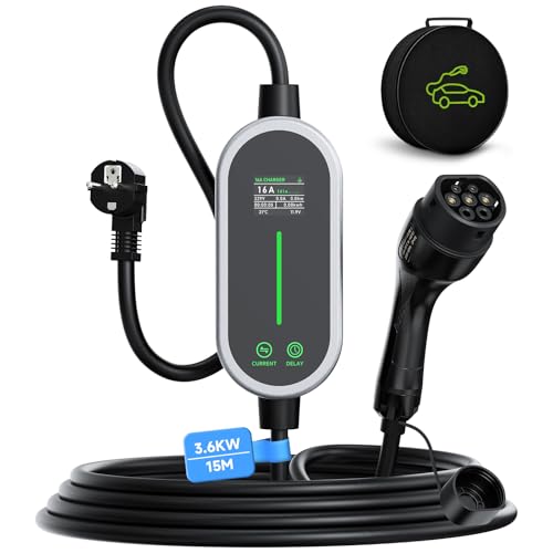 Chargeur Voiture Electrique 3,6kW Cable Type 2 15M