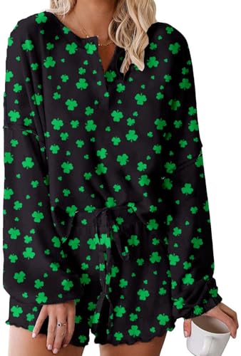 Image of Roshop Halloween Pajama Women's Pumpkin Matching Top & Shorts Loungewear Set
