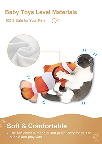 Potaroma Cat Toys Floppy Fish Upgraded, Remote & Motion Activated, Flopping Fish Cat Dog Toy 10", Cat Kicker Wiggle Fish Catnip Kitten Toys, Interactive Cat Exercise #TOP3