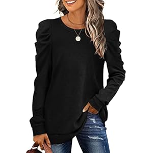XIEERDUO Womens Black Sweaters Round Neck Long Sleeve Tunic Tops To Wear With Leggings XL