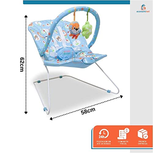 Cadeira bebê Descanso Musical Vibra 11kg Azul Lion Star Baby