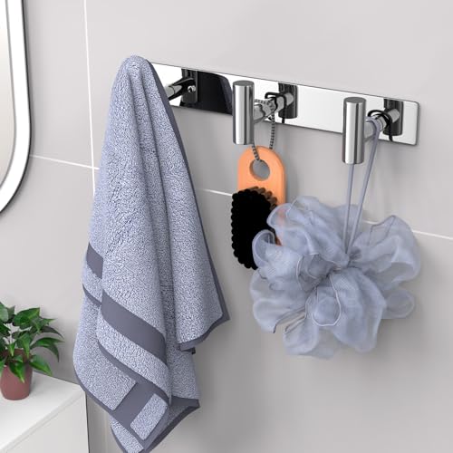 Image of VAEHOLD Hat and Coat Wall Mount Rack - Hooks for Robes, Bags, Keys, and Towels - Bathroom Towel Hanger Organizer (Polished Chrome, inchT inch Shape 3 Hooks 1 Pack)