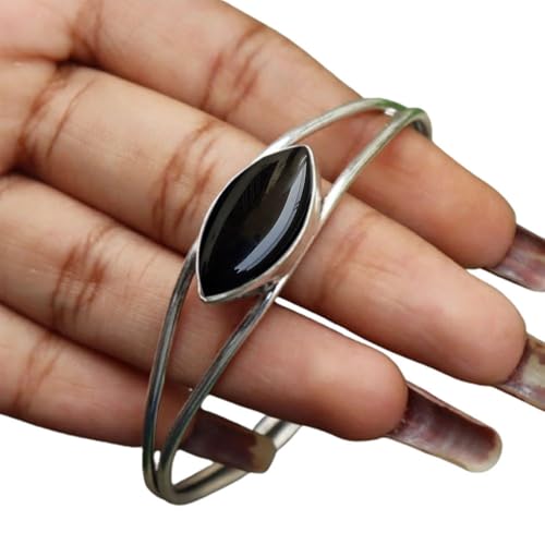Moonstone Cuff Bangle - 925 Silver Bohemian Jewelry