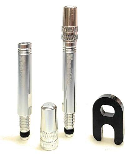 NeoPRO Presta Valve Extension Extender Kit (Pack of 2) w/Valve Key and Cap - Available in 4 Lengths - 20,30,40,60 mm (Silver, 30mm)