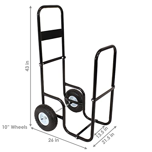 Sunnydaze Firewood Log Cart Carrier With Heavy Duty Waterproof Cover Combo, Outdoor Wood Rack Storage Mover, Rolling Dolly Hauler #TOP2