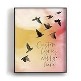 Custom Song Lyric Wall Art Print - Custom Quote Poster - Birds Flying In A Pink Sky Artwork - Personalized Mother's Day Gift For Her (11x14" Unframed) -  Lyrical Artworks
