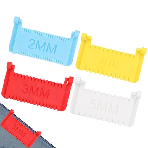 4Pcs Edge Stitch Lock & Sewing Gauge 2mm/3mm/4mm/5mm Stitch Needle Guide for Hand Sewing Clip-On Quilting Ruler Straight Even Needle Gauge Templates Tool for Embroidery Fabric Patchwork