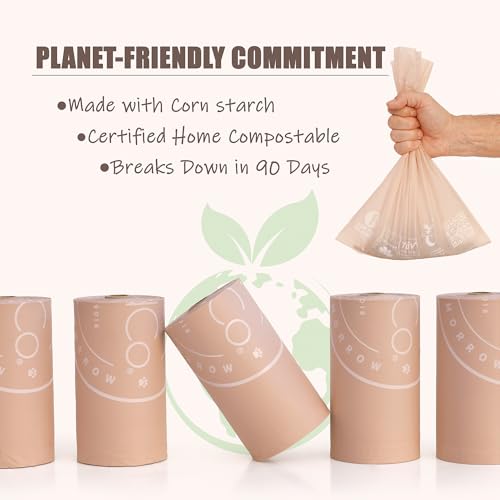 Image of Bio-Based Dog Poop Bags, Silky Soft & Leak-Proof, Lavender-Scented, Made from Cornstarch 16 Rolls, 240 Bags