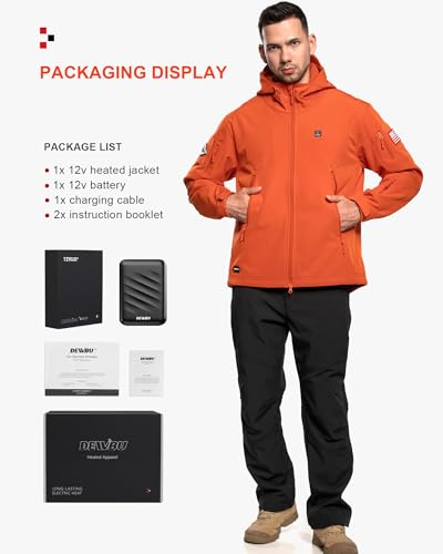 Image of DEWBU Heated Jacket for Men with 12V Battery Pack Winter Outdoor Soft Shell Electric Heating Coat