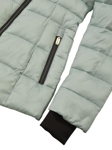 TUMI Women's Asymmetrical Zip Cowl Neck Quilted Midweight Puffer Coat with PrimaLoft Fill - Nylon Puffer Coat3