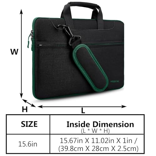 Image of Hseok Laptop Shoulder Bag 15 15.6 16 Inch Briefcase,Compatible MacBook Pro /Neo 16 inch,MacBook Air /Pro 15,XPS 15 /16 and most 15.6-16 and Most 15-16 Notebooks,Spill-Resistant Handbag,Black Green