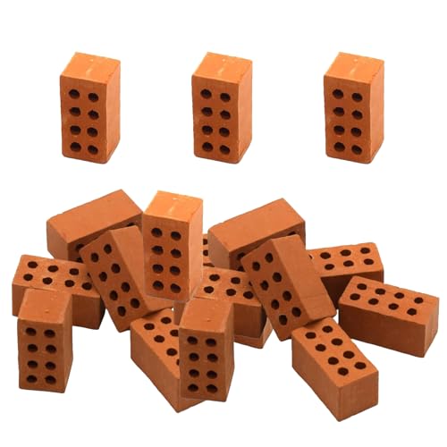 WLVinson 50 Stück Mini Ziegelsteine zum Mauern Kinder Miniatur Ziegelsteine Mini Bricks Modellbau Steine Ziegel Rote für DIY Puppenhaus Fairy Garten Dekoration 2 x 1 x 1cm