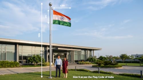 Image of The Flag Corporation Indian National All Weather Outdoor Flag of 3ft x 4.5ft in Knitted Polyester Hulk Knit