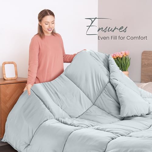 Utopia Bedding Comforters Twin Size, All Season Duvet Insert, Down Alternative Box Stitched Bed Comforter with Corner Tabs, Machine Washable (Light Grey)
