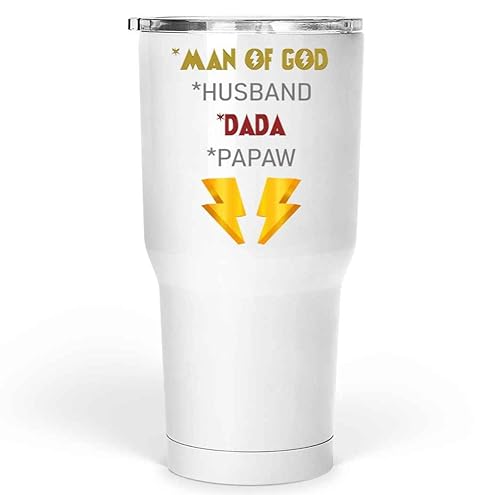 Funny Gift Unique Believers Gift for Dada Papaw, Ideal for Father's Day - Prayers Natural & Multicolor 30 Oz White Stainless Steel Large Tumbler