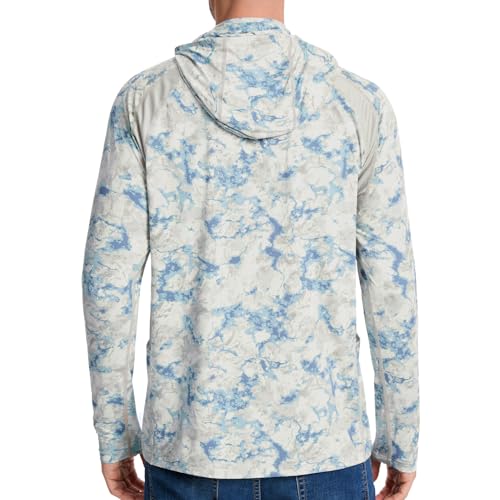 Image of Men's UPF 50+ Hoodie Shirt with Mask Long Sleeve Permanent UV Sun Protection Neck Gaiter Performance T for Outdoor