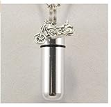 Silver Motorcycle CREMATION URN Keepsake Keychain - Includes Velvet Pouch & Fill Kit