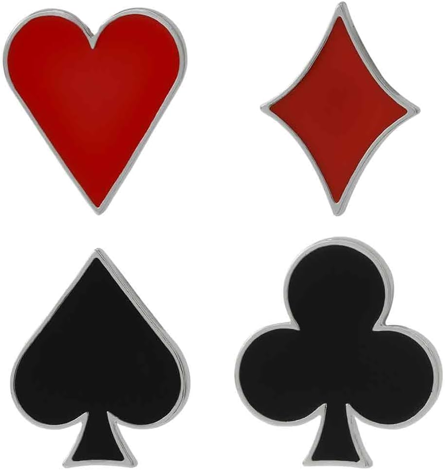 Hearts Spades Diamonds Clubs Brooch Pin 4 Piece Set Poker Shaped Lapel Pin Accessories Gifts
