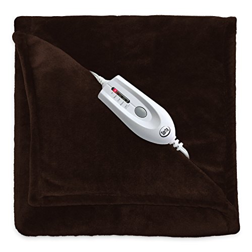 Serta | Silky Plush Electric Heated Throw With 4-Setting Controller, Chocolate #TOP8