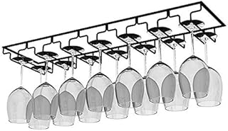 AcornFort W-605 7 Slots 14 Cups Metal Black Under Cabinet Hanging Wine Champagne Glass Goblets Stemware Rack Holder