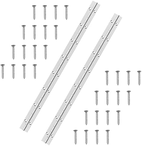 JANNO 2PCS 17Inch Stainless Steel 304 Piano Hinge, 0.05 Inch Thickness Heavy Duty Continuous Folding Hinge, High Polished Surface Hinge for Doors, Cabinet, Boxes, Home, Kitchen and DIY Wood Craft