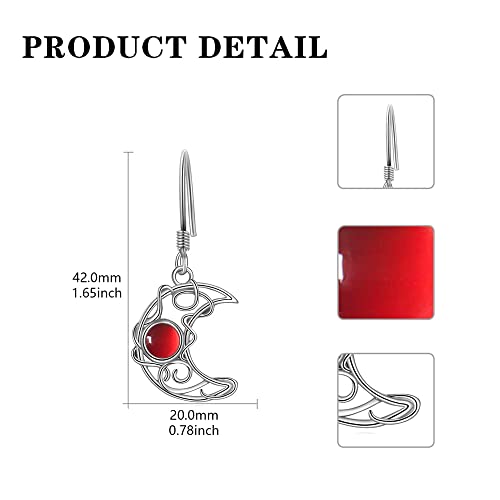 Asymmetrical Sun And Moon Drop Dangle Earrings Rhinestone Crystal Moonstone Crescent Star Long Stud Earrings Boho Bohemian For Women Girls Celestial Planet Christmas Jewelry-Red #TOP2