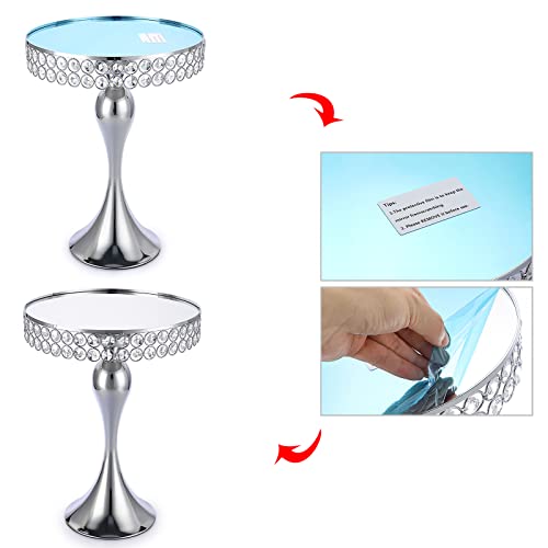 Bstkey 12 Inch Silver Wedding Cake Stand, Round Cupcake Stand With Crystal Beads Decor, Metal Cake Display Dessert Stand For Parties Birthday Baking Party Supplies Centerpiece #TOP6