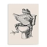 Dazzlewall Komische Frosch Badezimmer Wandbilder, Retro 