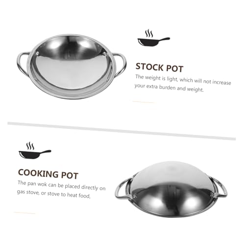 Wok de acero inoxidable con mangos dobles y fondo plano miniatura 5