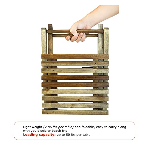 Timberholm Set Of 2 Outdoor Side Tables For Patio, Small Folding Table, Outdoor Table, Poolside, Picnic Tables, Foldable Table, Small Side Table Patio Table (10.5" D X 11.5" W X 12.5" H), Walnut #TOP5