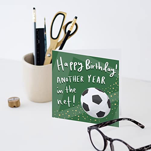 Old English Co. Football Birthday Card - Fun In The Net Goal Card For Boys, Girls, Men And Women | Humour Joke Greeting Card For Footie Fans | Blank Inside & Envelope Included (Football) #TOP2