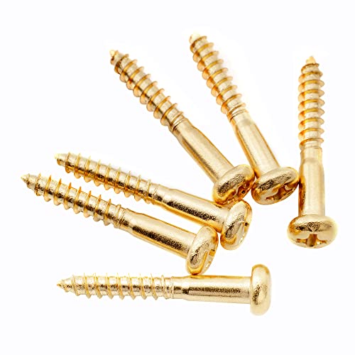 Musiclily Ultra 3.5x25mm Stainless Steel Pan Head Mounting Screws for Strat Style Electric Guitar Tremolo Bridge, Gold (Set of 6)