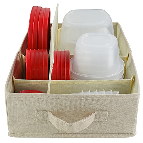 HappiBox Food Storage Container Organizer Box – A Kitchen Drawer Organizer Compatible with Rubbermaid, Glad Containers and Lids – Adjustable Foldable Cloth Box by HappiBox - Used condition - US$23.29