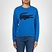 Lacoste Women's Big Croc Crewneck Pullover Sweater, Light Blue/Navy Blue, 32