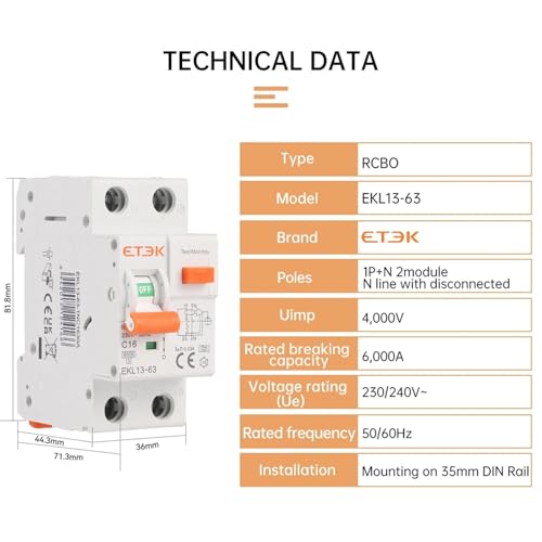 Disjoncteur différentiel RCBO 2P avec protection contre surcharges - 5