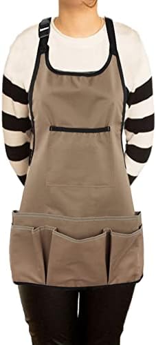 PATILWON Garden Apron with Pockets for Women Waterproof Gardening Apron Wearresistant Tool Apron Ladies Belt Apron Gifts for Gardeners Unisex (Khaki)