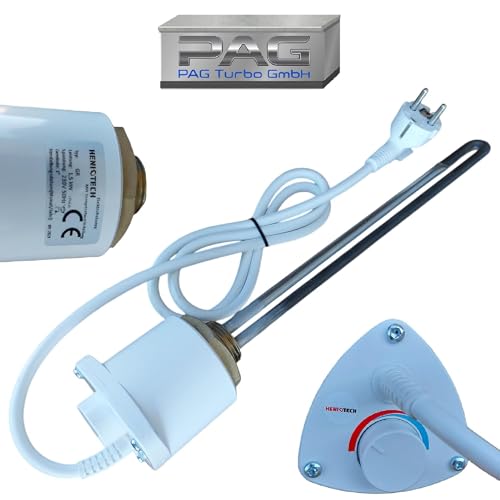 PAG Turbo GmbH® - 230V Heizstab Heizpatrone für Boiler m. Thermostat 1,5kW - 2kW - 3kW Gewinde 1' (ca. 33mm) (1' - 2kW)