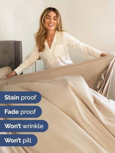 Image of Extra Deep Twin Sheet Set - 4 Piece Breathable and Cooling Sheets - Hotel Luxury Bedding for Women, Men, Kids & Teens - Easy & Secure Fit - Soft, Wrinkle Free and Comfy - Extra Deep Pockets - Cream