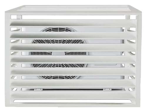 エアコン室外機カバー, ルーバー室外機カバー, 屋外用エアコンカバー プライバシースクリーン 厚板エアコンラック バルコニー デッキ ガーデン 屋根用(White B,1.5p: L100*W50*H70cm)