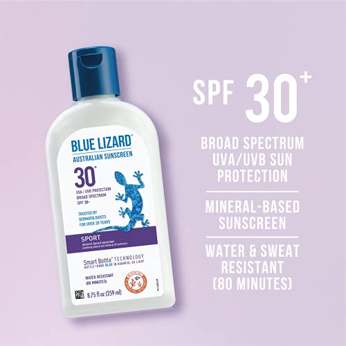 Blue Lizard Sport Mineral Sunscreen With Zinc Oxide, Spf 30+, Water/Sweat Resistant, Uva/Uvb Protection With Smart Bottle Technology - Fragrance Free, Unscented, 8.75 #TOP2
